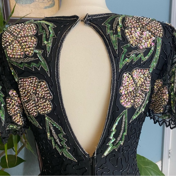 Vintage Scala Beaded Floral Dress 6 - Picture 3 of 11
